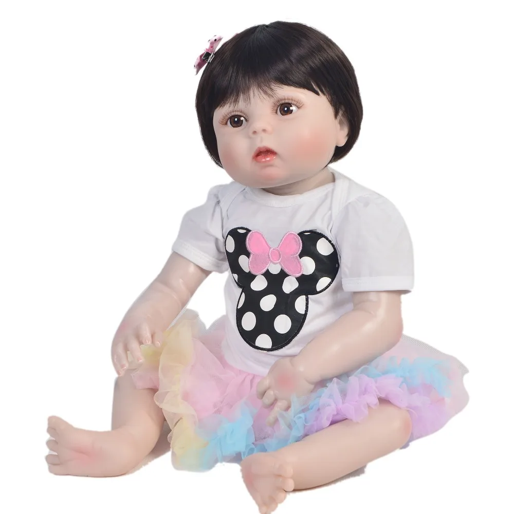 

23'' 57 cm Bebes reborn girl doll Full Body Silicone Baby Doll Fashion Princess Doll For Children's Day Gift alive bonecas