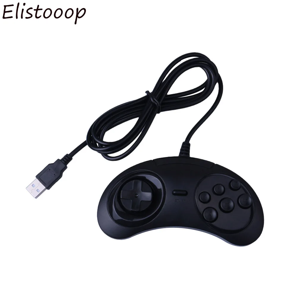 Elistooop Проводной USB классический геймпад 6 кнопок USB игровой контроллер Джойстик игровая ручка для SEGA MD2 PC MAC Mega Drive