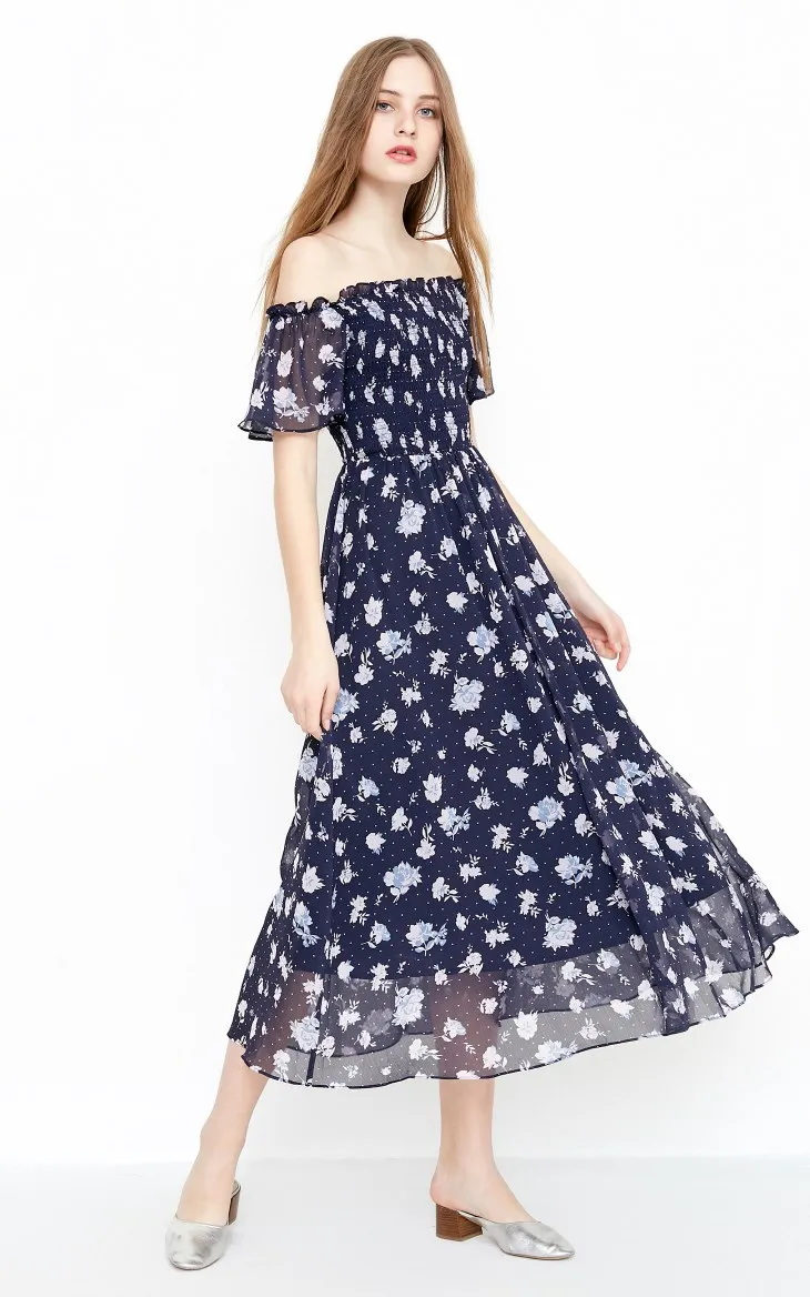Vero Moda платье Макси/длинное пляжное платье с высокой талией и вырезом лодочкой | 31837B516