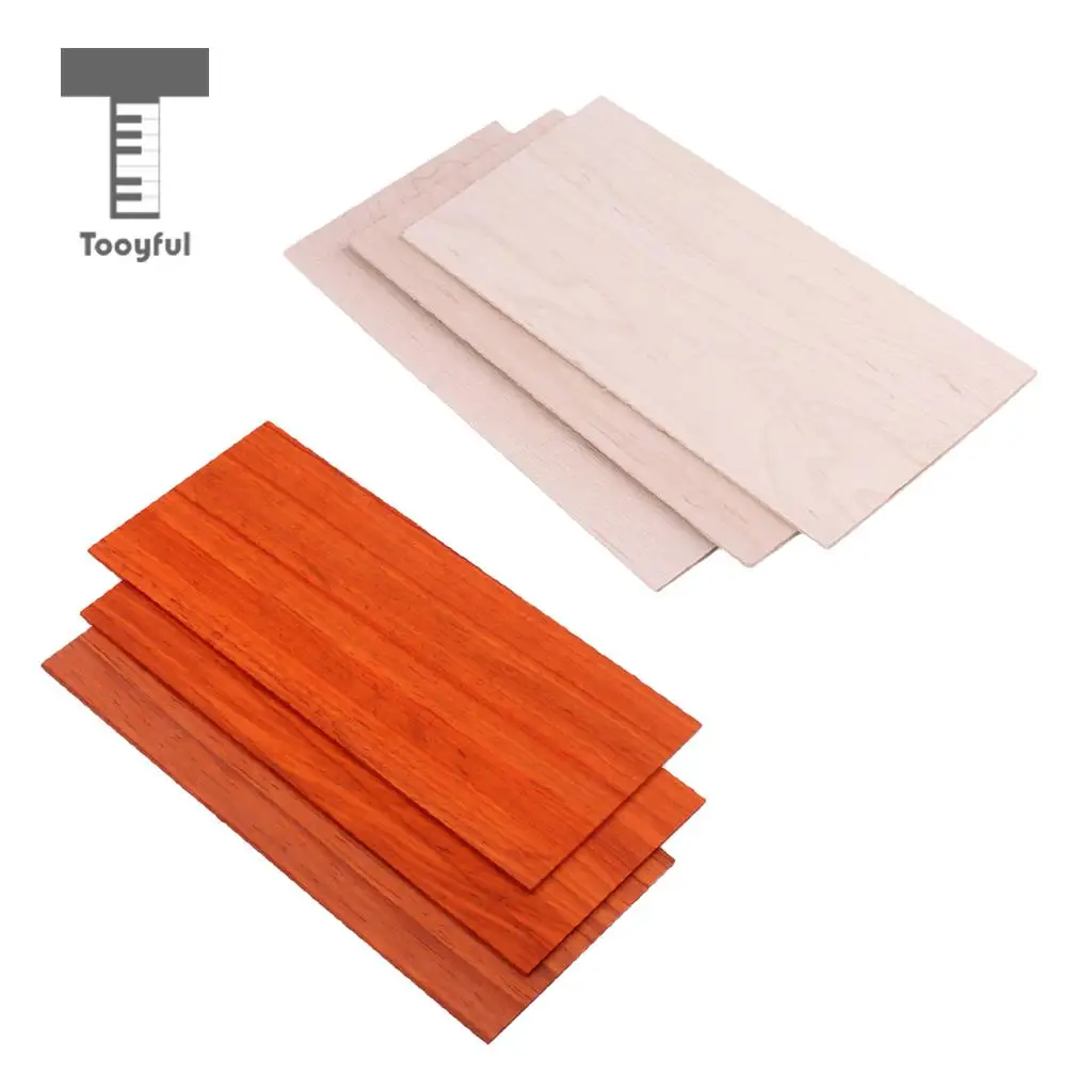 Tooyful 3 Sets Head Veneer Red Wood+Maple Guitar Head Veneer Headplate Luthier DIY