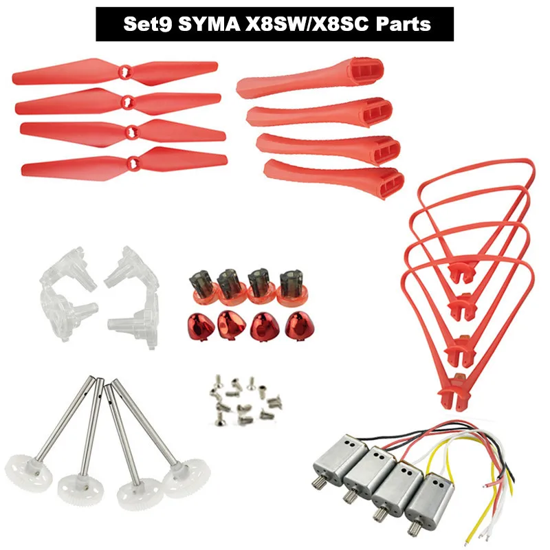 SYMA X8SW X8SC X8PRO запасные части двигатель/батарея RC Дрон Квадрокоптер защитное кольцо лезвия протекторы приемная плата/4 K камера - Цвет: Set9