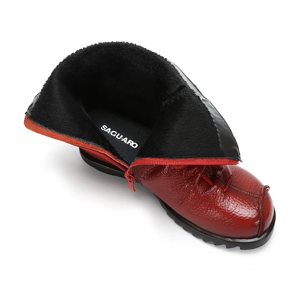 Casuales Mujeres Tobillo Saguaro La camel Plush black Genuino Mujer Lace Negro Invierno Plush Otoño Vendimia Plataforma rojo Zapatos Botas 2018 Plush camel De red Up Cuero OrFwOnp