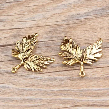 

Gold Leaves 10pcs Enamel Charms for Jewelry Making Alloy Pendant fit DIY Necklace Bracelet Drop Oil Accessories Craft