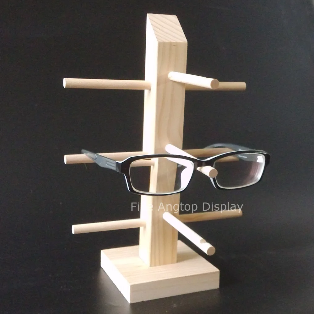 Xmas Gift Wood Wooden Sunglasses Stand Holder Eyeglasses Display Shelf For 3 Pairs Glasses Frame Rack Storage Organizer wooden glasses display display props sunglasses glasses stand window display decorative storage rack multiple glasses storage