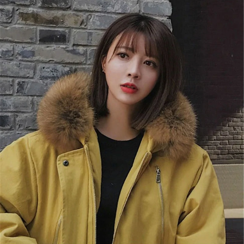 Parkas de talla grande para mujer abrigo de algodón de cuello de piel largo de invierno grueso abrigo suelto con capucha de Safari chaqueta femenina de tela de algodón n155 - 6