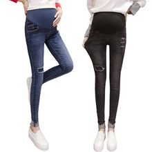 Autumn and winter jeans for pregnant women worn out slim slimming women pregnant women pants ropa premama maternity clothes new pregnant women cowboy pants worn large size pregnant women pants maternal jeans fashion pregnant pregnant women clothes