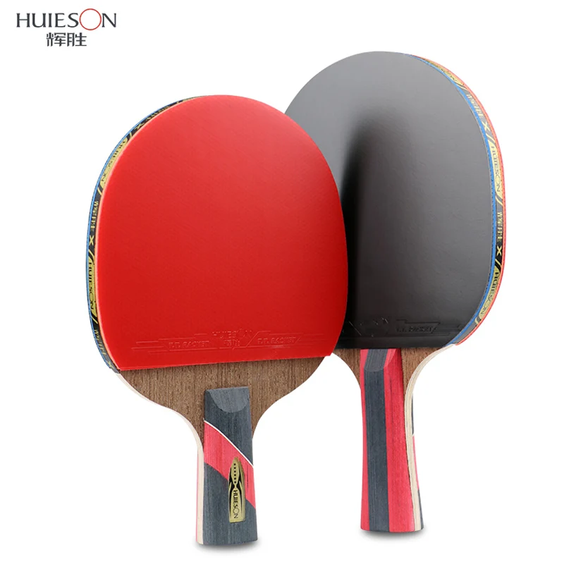6 نجوم الكربون تنس طاولة مضرب المطاط المهنية Huieson بينغ بونغ الخفافيش شفرة طويلة البثور حاملة الريشة مضرب الجدف حالة حقيبة