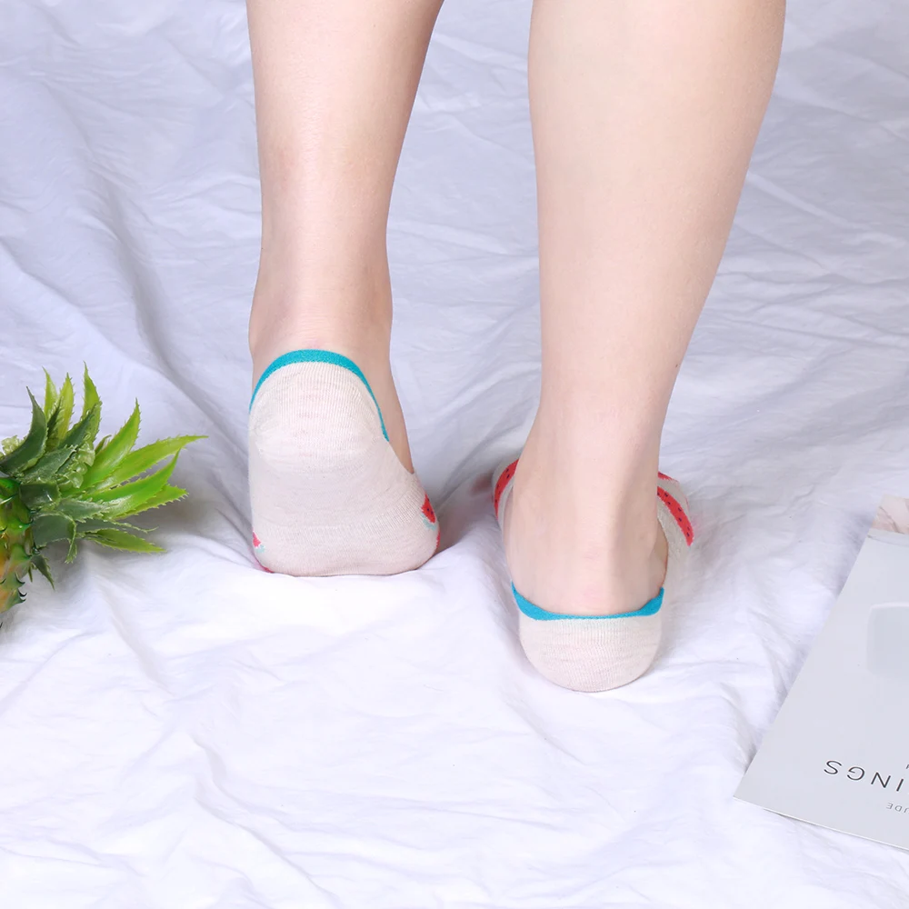 Летние цветные хлопчатобумажные забавные носки милые фруктовые невидимые короткие носки для женщин и девочек Милая Удобная Лодыжка Низкий вырез носки-башмачки