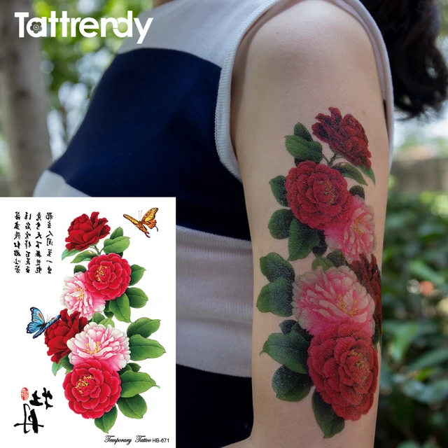1pc Large Peony Flower Butterfly Pattern Temporary Tattoo Sticker Women Waterproof Body Paint Tattoos Arm Leg Shoulder HB671 1pc Large Peony Flower Butterfly Pattern Temporary Tattoo Sticker Women Waterproof Body Paint Tattoos Arm Leg Shoulder HB671