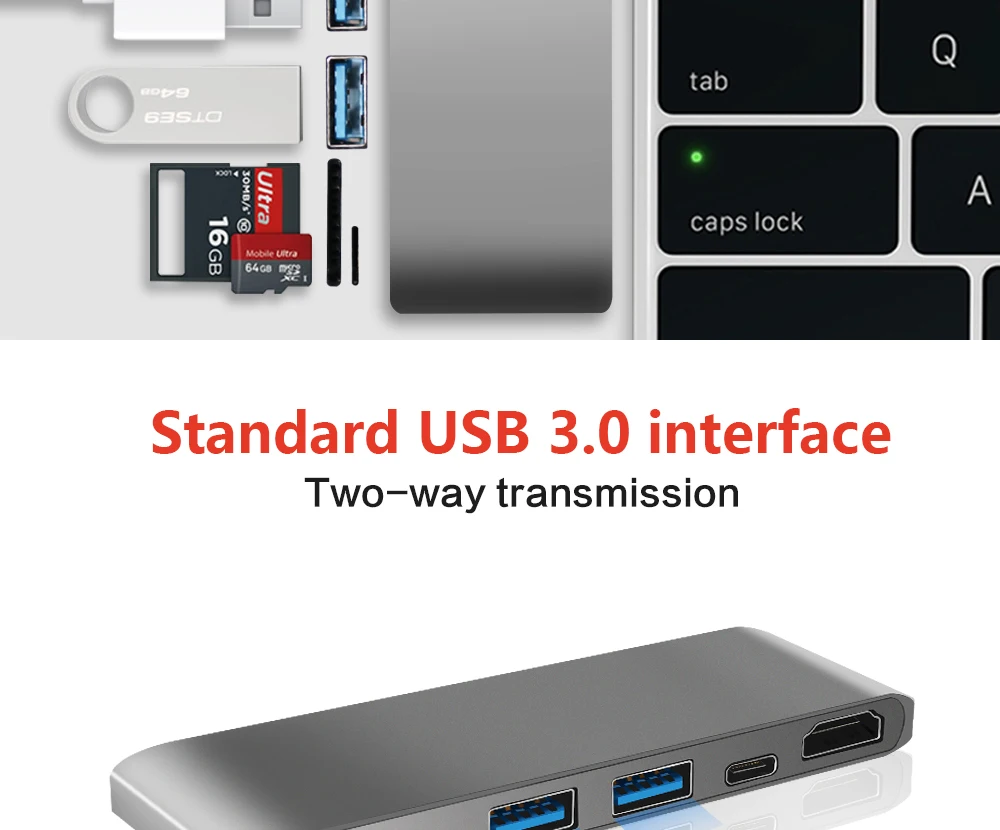 4 к HD Usb концентратор Thunderbolt 3 Тип C к HDMI концентратор адаптер 5 порты и разъёмы с Usb 3,0 TF SD карты для Macbook Chromebook Pixel Surface Pro