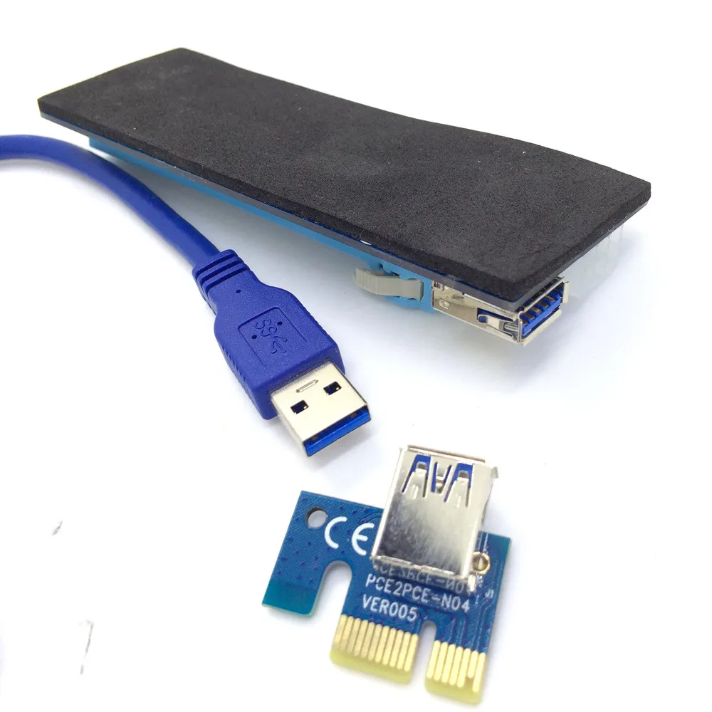 Новый USB3.0 PCI-E Экспресс 1x к 16x Extender адаптер Riser Card SATA 6Pin адаптер 18Apr27