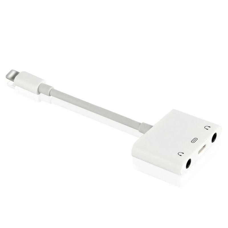 

3in1 For Apple interface Dual 3.5mm Charge Call Audio Splitter Adapter For iPhone X 7 8 Plus 6s ipad iOS 10 11 12