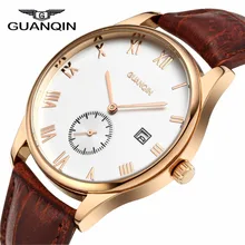 Men Watches Top Brand GUANQIN Relogio Masculino Date Genuine Leather Clock Luxury Casual Watch Men s