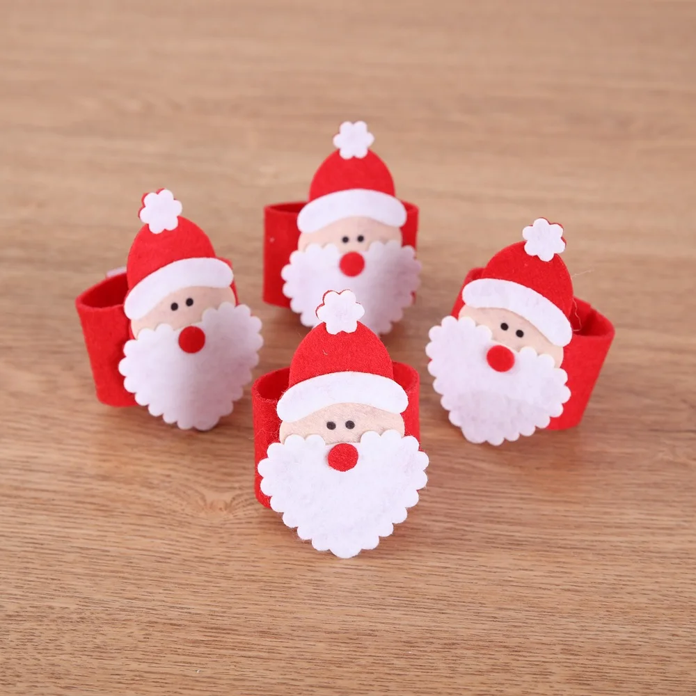 

4pcs Santa Claus Grandpa Napkin Rings Holder Christmas Home Decoration Dinner Tableware New Year Party Decor Napkin Holders