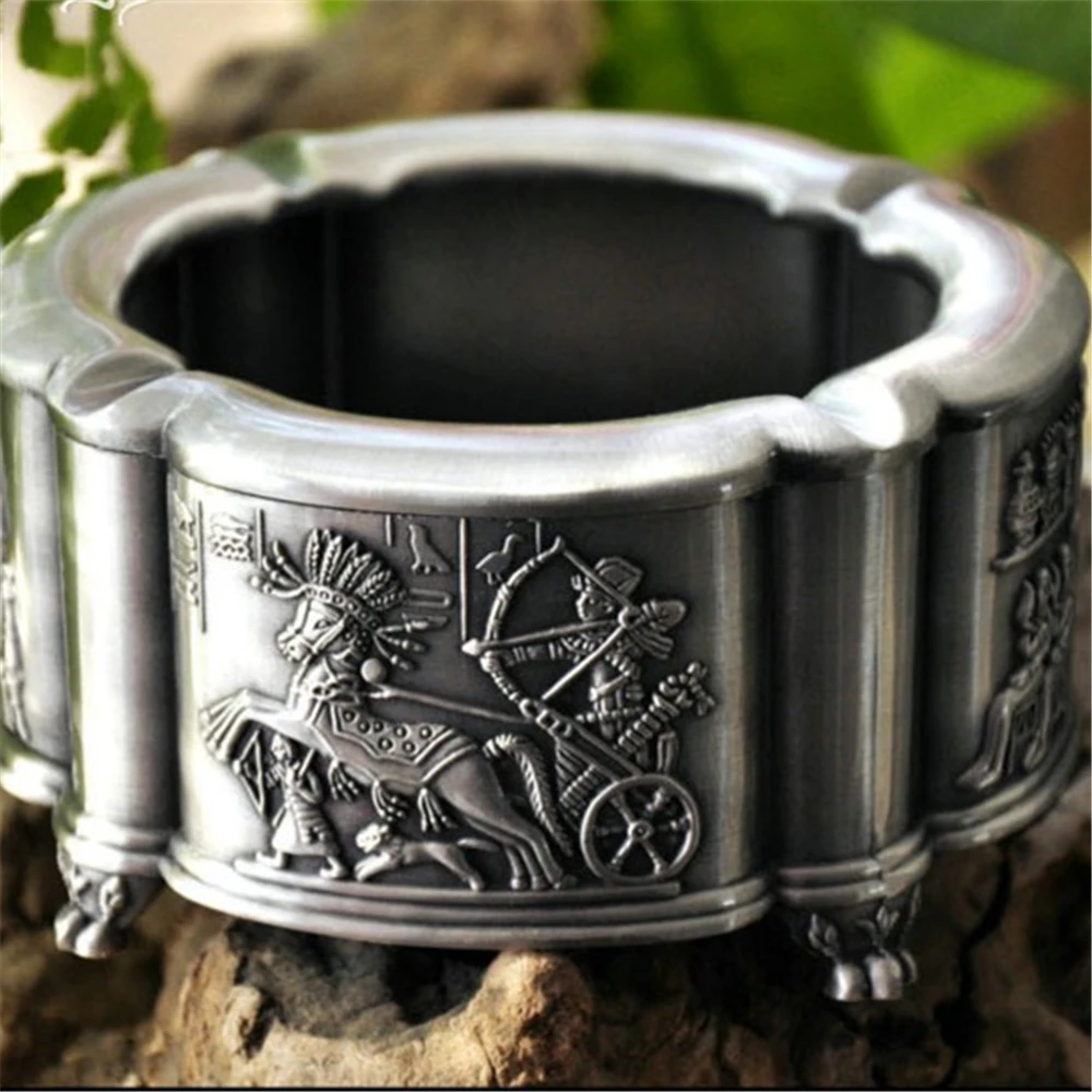 

Round shape High Quality The ancient Egyptian Zinc Alloy Ashtray Home Office Decoration Best Gift for Boyfriend