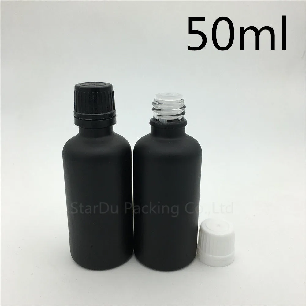 Download Free Shipping 10pcs 50ML Black Frosted Glass Bottle 50ml Vials Essential Oil Bottle with Plastic ...