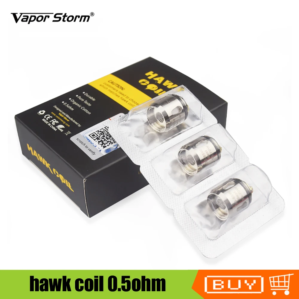 Оригинальная пара шторм Hawk катушки голову 0.5ohm электронная сигарета жидкостью Vape Танк замена катушки ядро Глава 3 шт. для Hawk Tank распылитель