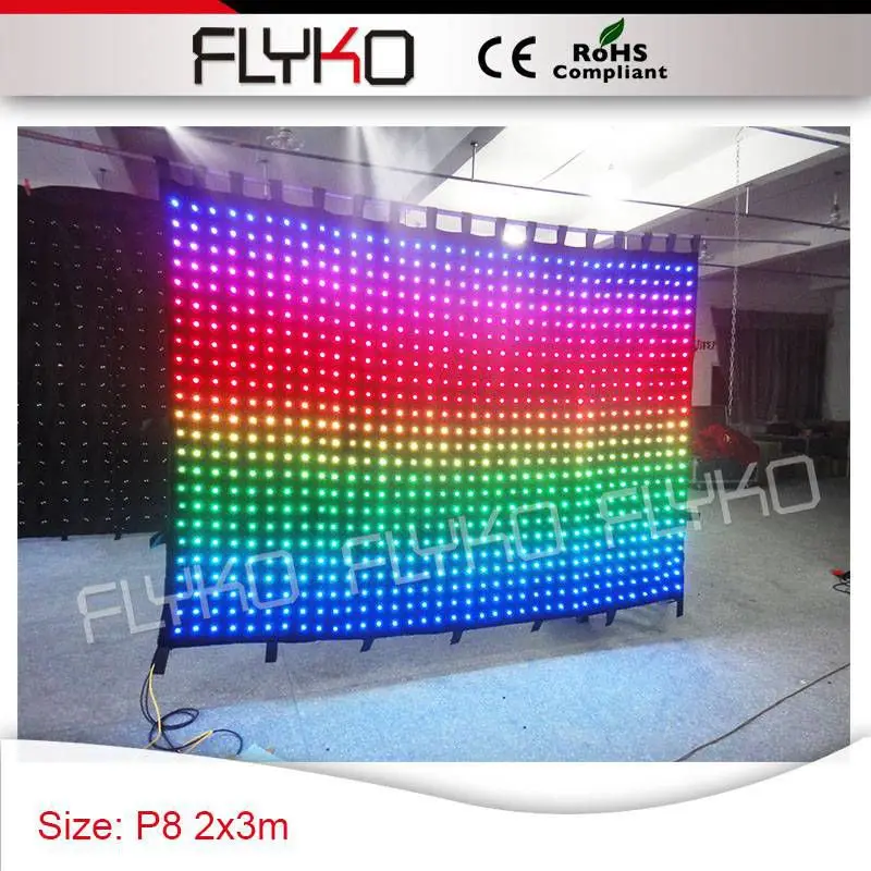 

P8 stage backdrop factory price dmx led curtain light 2x3m led vision curtain