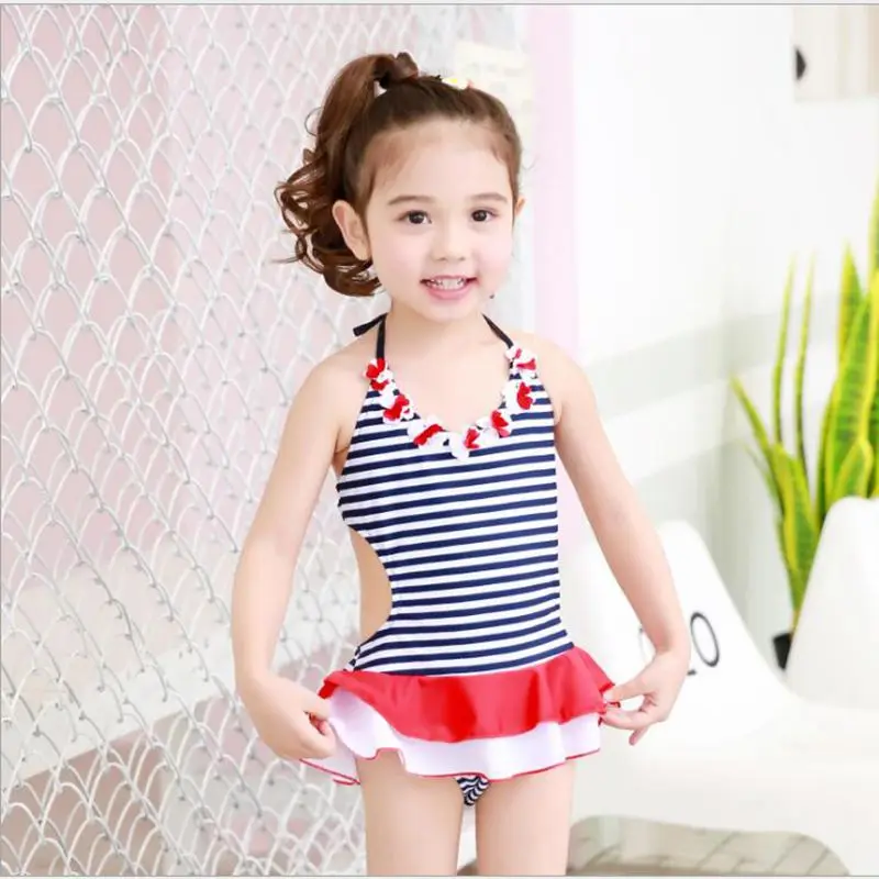 Buy New Children's Sun Protection Swimsuit Cute Girl Conjoined Fast Drying Baby
