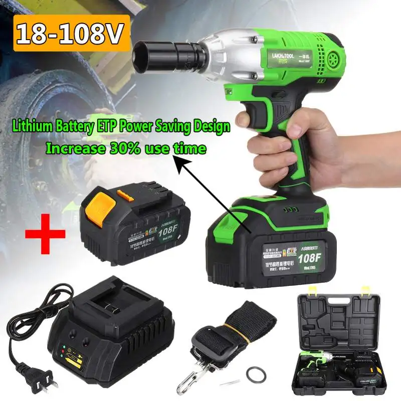 

NEW 18-108V Cordless Impact Wrench Power Drills Hammer High Torque 2 Li-ion Battery With LED Light Power Tools Drill