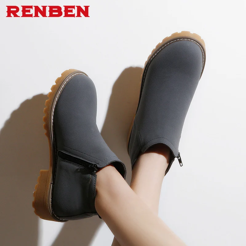 Kopen Mode Vrouwen Martin Laarzen Herfst Winter Laarzen Klassieke Rits Sneeuw Enkellaarsjes Winter Suede Warm Bont Pluche Vrouwen Schoenen