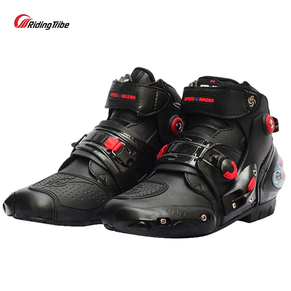 Alician Men Soft Motorcycle Boots Biker Waterproof Speed Motocross Boots Non-Slip Motorcycle Shoes Black 7.5 