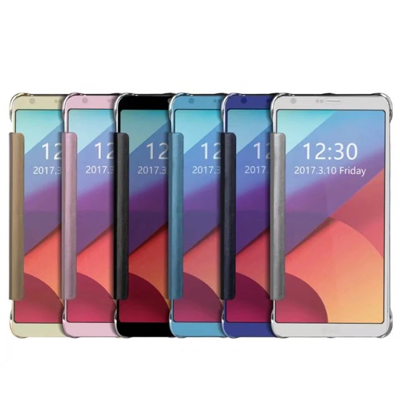 

Plating Mirror Smart Case For LG G6 G 6 Case Cover View Window Clear Flip Case Hybrid Leather + Hard Plastic Fundas For LG G6