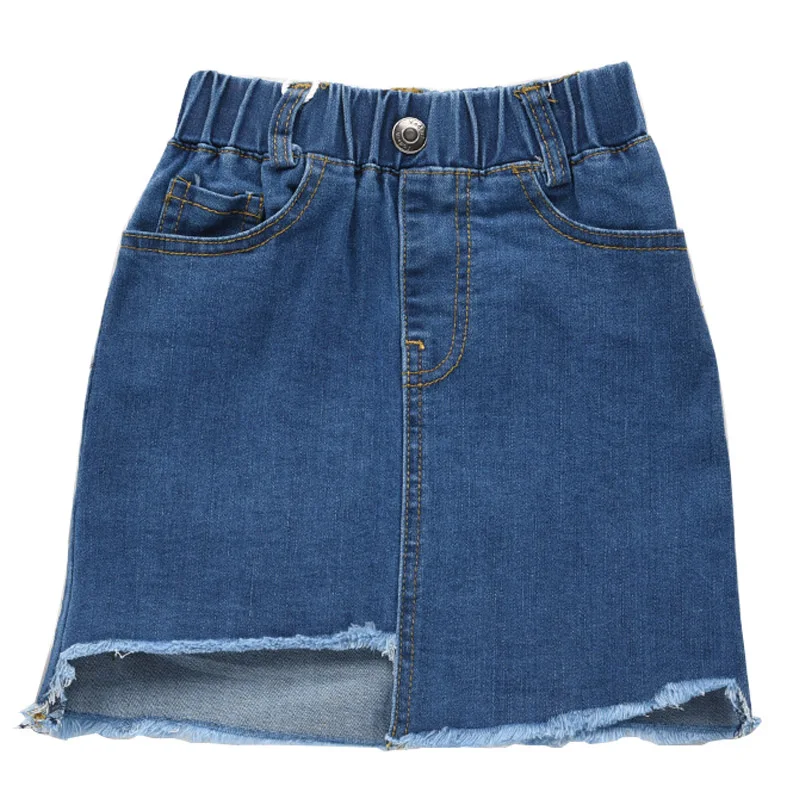 

Toddler Baby Girls Jean Skirts Denim 2019 New Summer Children Casual Skirts For Girls Elastic Waist Girls Hole School Skirts