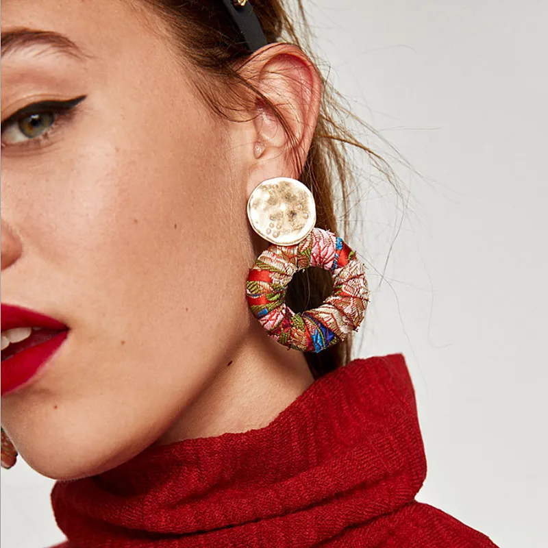 

JERPVTE Simple Trendy Gold Color Geometric Big Round Circle Earrings For Women Fashion Large Hollow Drop Earrings Jewelry