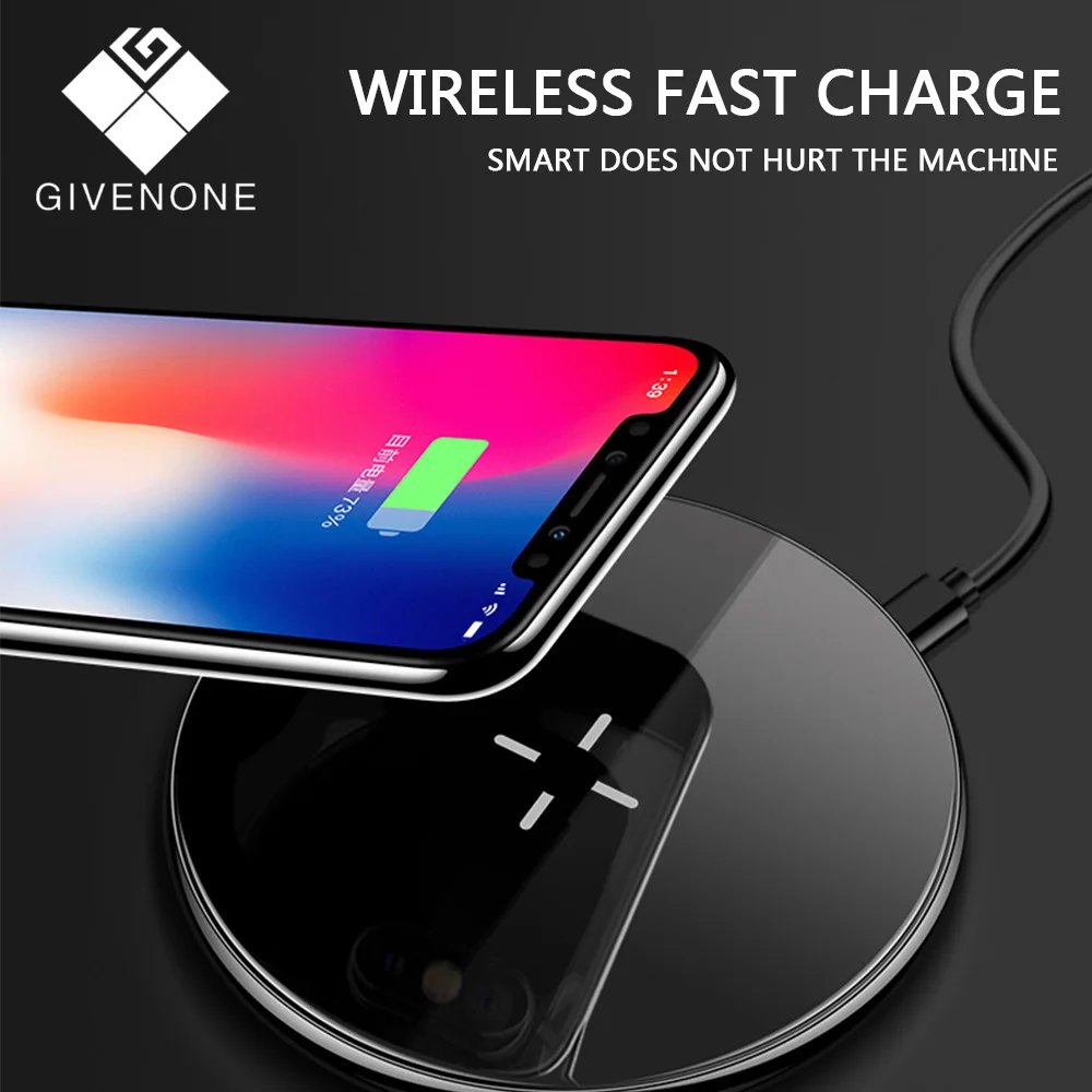 

GIVENONE Wireless Charger 7.5W Intelligent Power-Off Zinc Alloy Quick ChargeFor IPhone X XR XS 8 Plus 10W For Sumsung S9