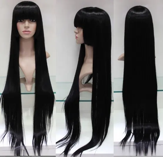 Silky Straight Cheap Black Hair Girl Cosplay Wigs Long Straight Hairfree Shipping Silky Straight Cheap Black Hair Girl Cosplay Wigs Long Straight Hairfree Shipping
