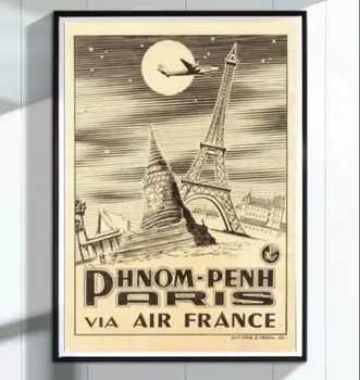 

Phnompenh Paris Air French France Tour Travel Retro Poster Canvas Painting DIY Wall Paper Posters Home Decor Gift