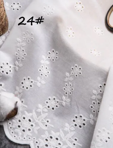NO24 DIY рубашка платье ткань белая медь цветок квадратный круглый Феникс узор тонкий полый вышитый хлопок ткань ширина 135 см S0277N - Цвет: NO24