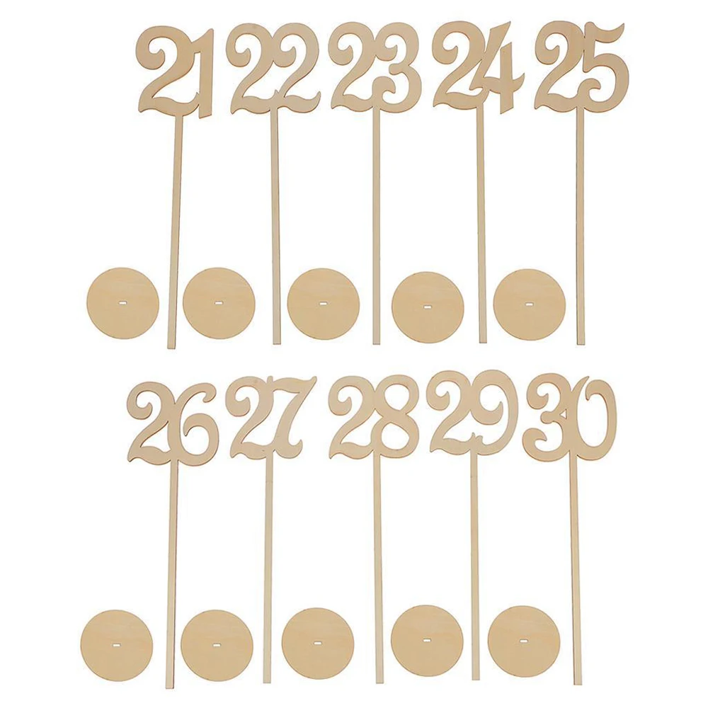 

10Pcs/set 1-30 Wood Numbers Stand Place Holder Wooden Table Numbers Stick Signs for Wedding Party Table Decorations