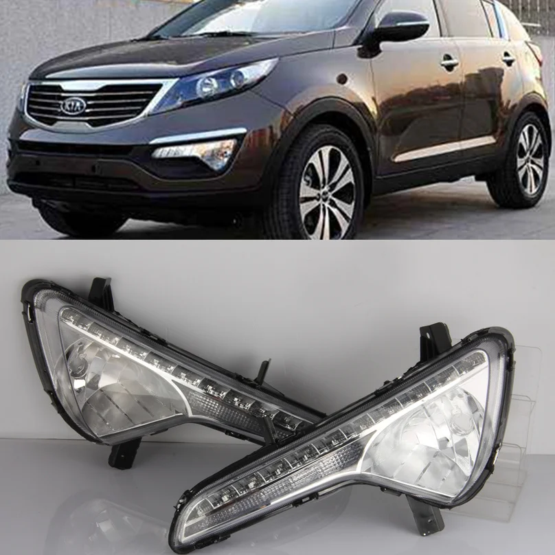 

wholesale car styling For KIA Sportage 2010~2015 LED DRL Daytime Running Lights Daylight Waterproof Fog Head Lamp free shipping