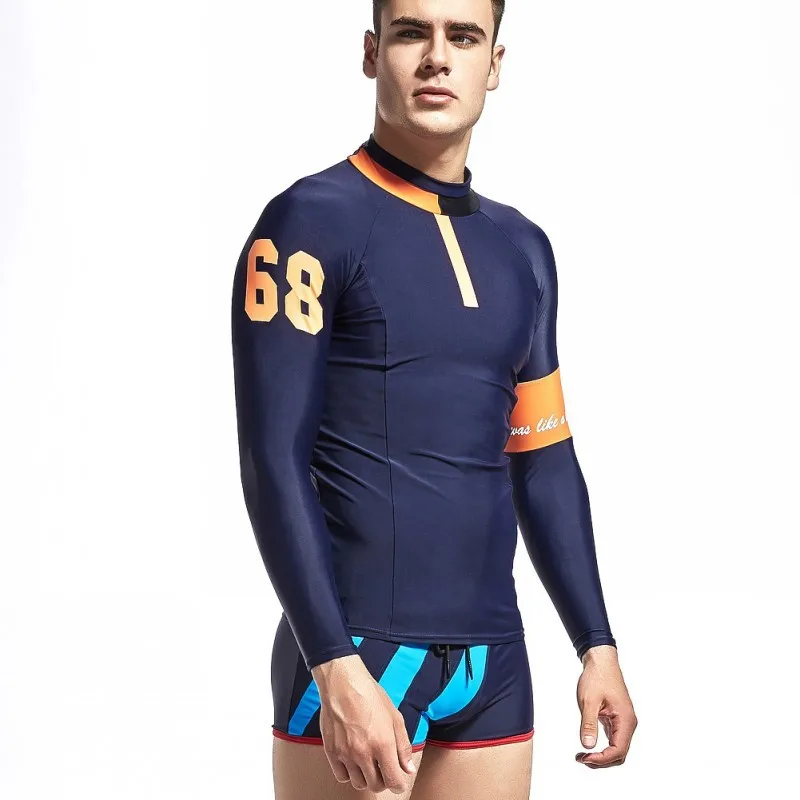 Мужская одежда для плавания с защитой от ультрафиолета, с длинным рукавом, рубашка для плавания, Рашгард из лайкры, Мужская одежда для серфинга, спортивная одежда для плавания, одежда для дайвинга