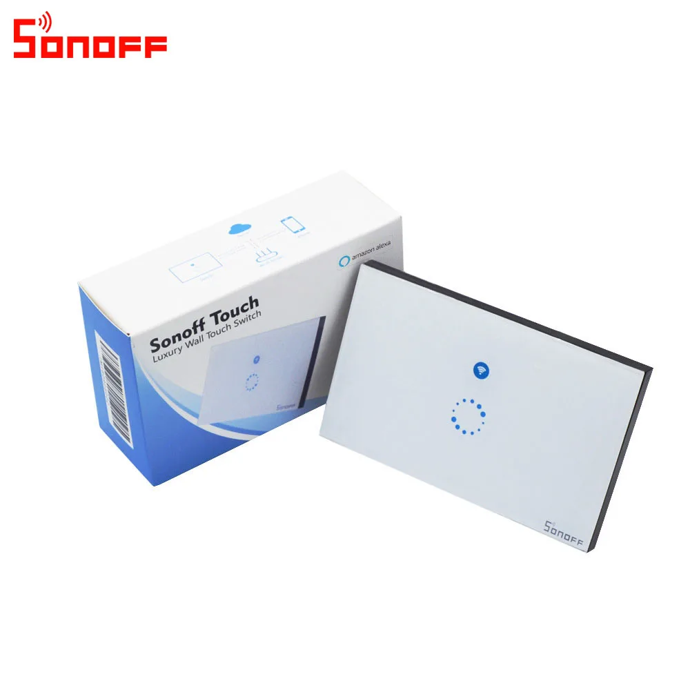 Itead Sonoff сенсорный настенный сенсорный выключатель для ЕС, США, Wi-Fi, 1 комплект, 1 способ, беспроводной дистанционный светильник, релейное приложение, управление, работа с Alexa Google Home