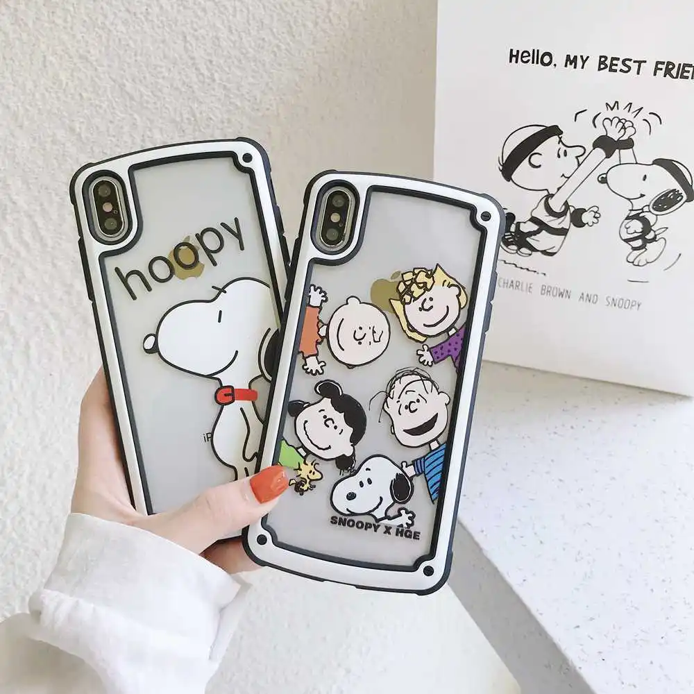 

Clear Black shockproof cover for iphone 6 6s plus 7 8 plus case cute cartoon PC Hard Coque for iphonr x xs max xr phone capa