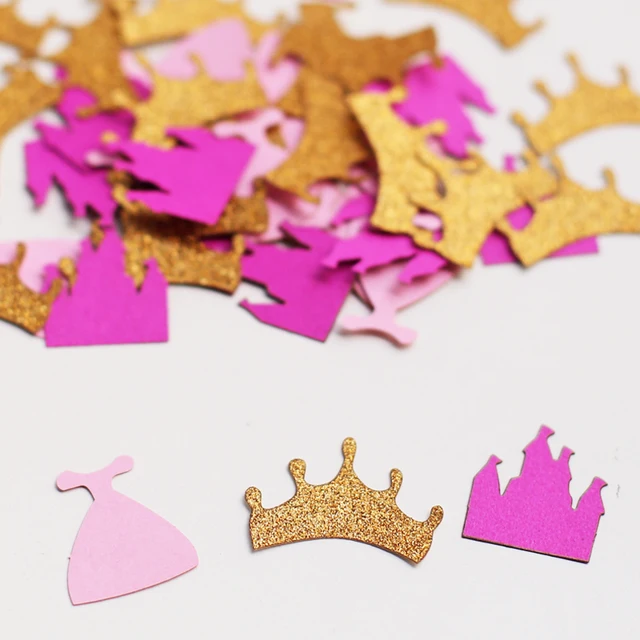 Princess Themed Confetti with Gold Glitter Crowns: Add a Touch of Royalty to Your Party!