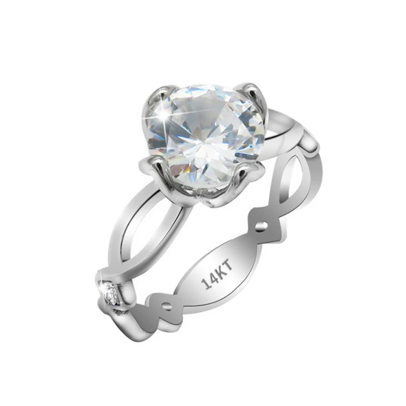 

2018 fashion new ladies ring silver natural crystal zircon bride wedding zircon bijoux femme anillos rings for women jewelry