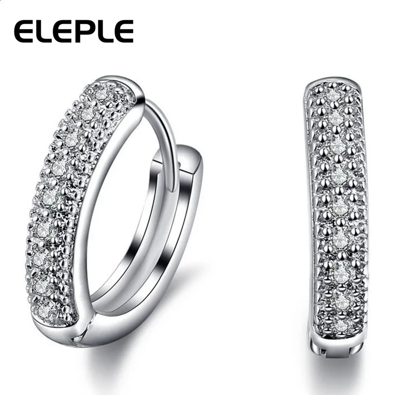 

eleple Trendy Engagement Jewelry Earrings For Women Girl Gifts AAA+ White Gold Color Cubic Zircon high quality Earring MSE018