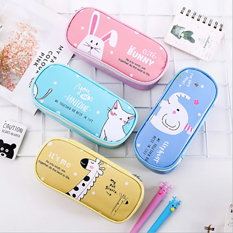 

Kawaii Cartoon Multifunction School Pencil Case & Bags Large Leather Pen Curtain Box For Boy Girl Kids Gift Stationery Supplies