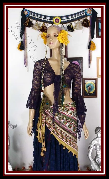 

Lace Belly Dance Top Flamenco Dance Top korea lace Blouse Top with Trumpet Sleeves DI92