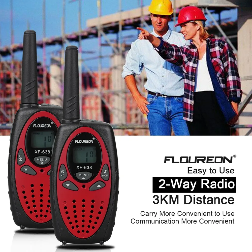 FLOUREON 8-канальный рации UHF400-470MHz двусторонней радиосвязи 3 км переговорные красный ЕС/UK