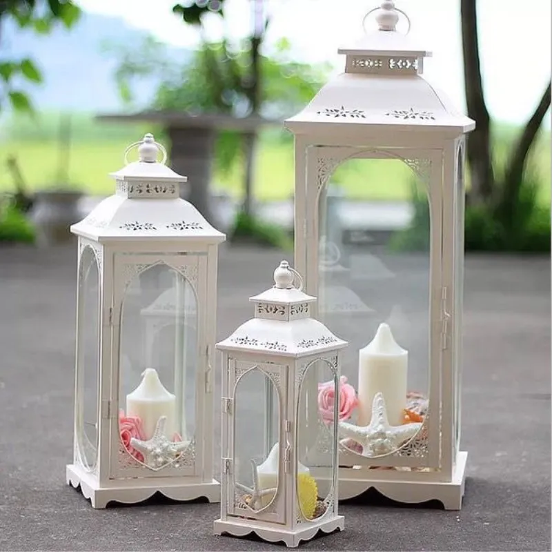 European Wrought Iron Wind Lamp Candlestick Wedding Props Wedding Pre-function Area Decoration Retro Lantern Wedding Lantern - Image 2