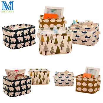 

Home Storage Box Cotton Linen Clothes Organizer Bag Folding Office Desk Container Makeup Organizer for Cosmetics Laundry Bags