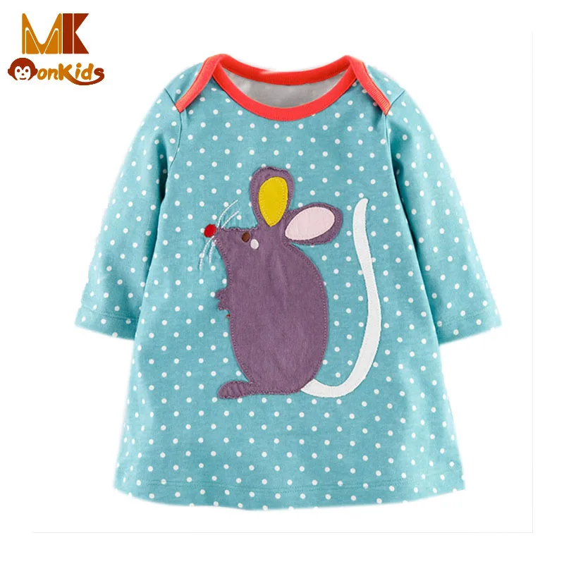 Monkids Летние Девушки Одеваются 2017 Хлопок Мультфильм Детские Платья Для Девочек