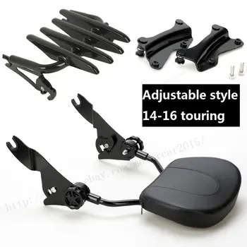 

Motorcycles Gloss black Sissybar Backrest + Docking hardware + luggage Rack For Harley Touring Street Glide roadking 2014-2017