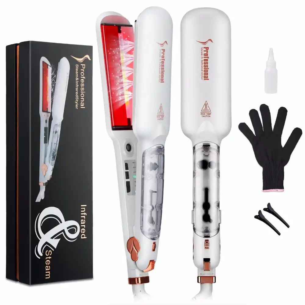 professional infrared flat iron tourmaline ceramic hair straightener 2 inch wide