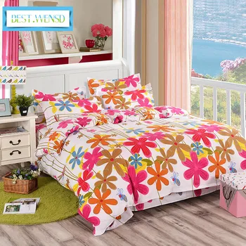 

BEST.WENSD Hot 3/4pc bedspread decorative quilt cover set Korean style bedsheet set kids Single bedclothes Jacquard pillow cover